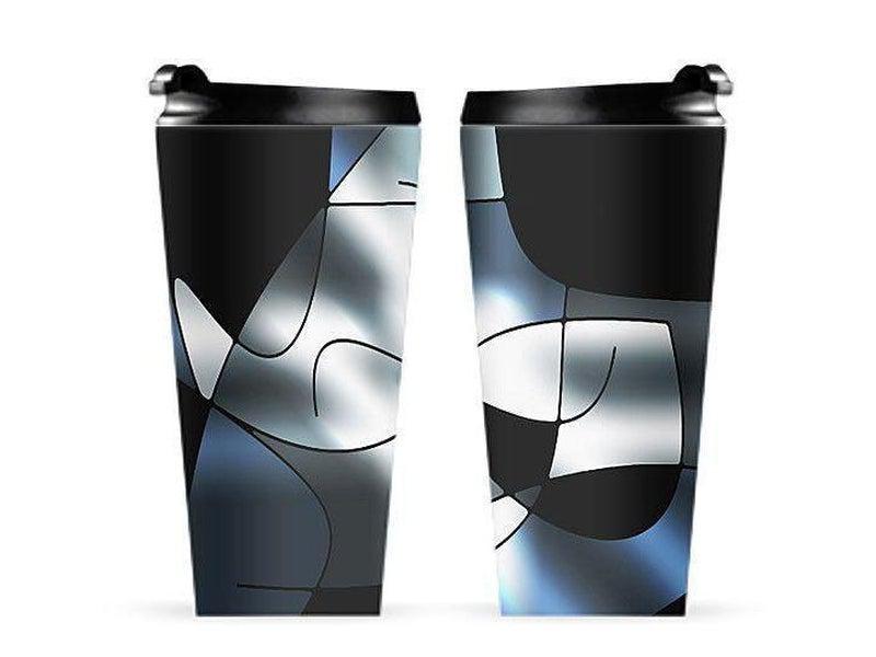 Travel Mugs-ABSTRACT CURVES #1 Travel Mugs-Black &amp; Grays &amp; White-from COLORADDICTED.COM-