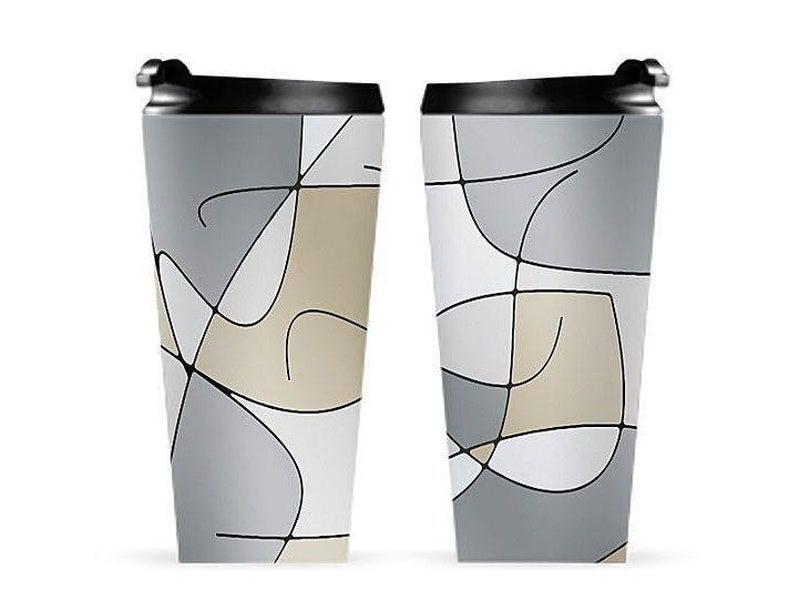 Travel Mugs-ABSTRACT CURVES #1 Travel Mugs-Grays &amp; Beiges-from COLORADDICTED.COM-
