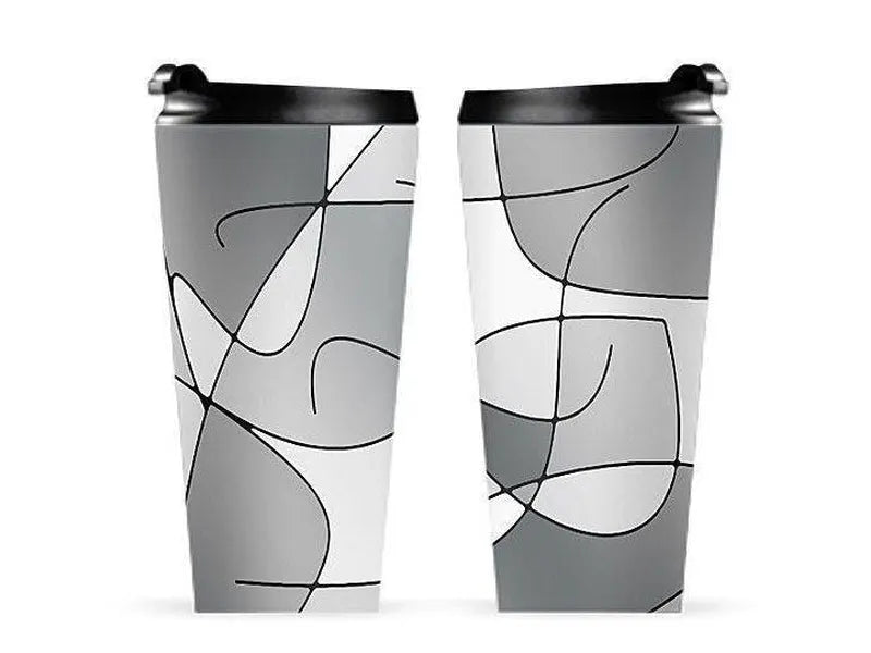 Travel Mugs-ABSTRACT CURVES #1 Travel Mugs-Grays & White-from COLORADDICTED.COM-