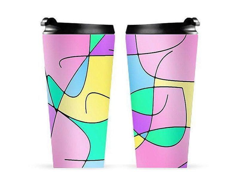 Travel Mugs-ABSTRACT CURVES #1 Travel Mugs-Multicolor Light-from COLORADDICTED.COM-