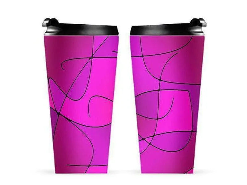 Travel Mugs-ABSTRACT CURVES #1 Travel Mugs-Purples & Fuchsias & Magentas-from COLORADDICTED.COM-
