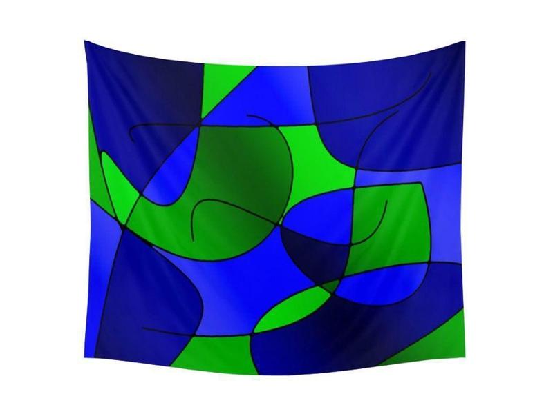 Wall Tapestries-ABSTRACT CURVES #1 Wall Tapestries-Blues &amp; Greens-from COLORADDICTED.COM-