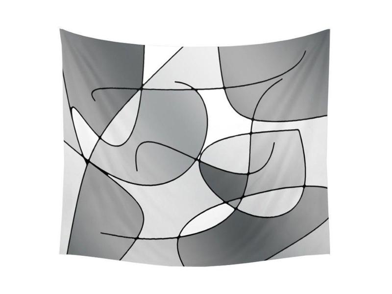 Wall Tapestries-ABSTRACT CURVES #1 Wall Tapestries-Grays &amp; White-from COLORADDICTED.COM-