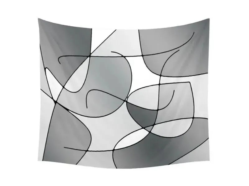 Wall Tapestries-ABSTRACT CURVES #1 Wall Tapestries-Grays & White-from COLORADDICTED.COM-