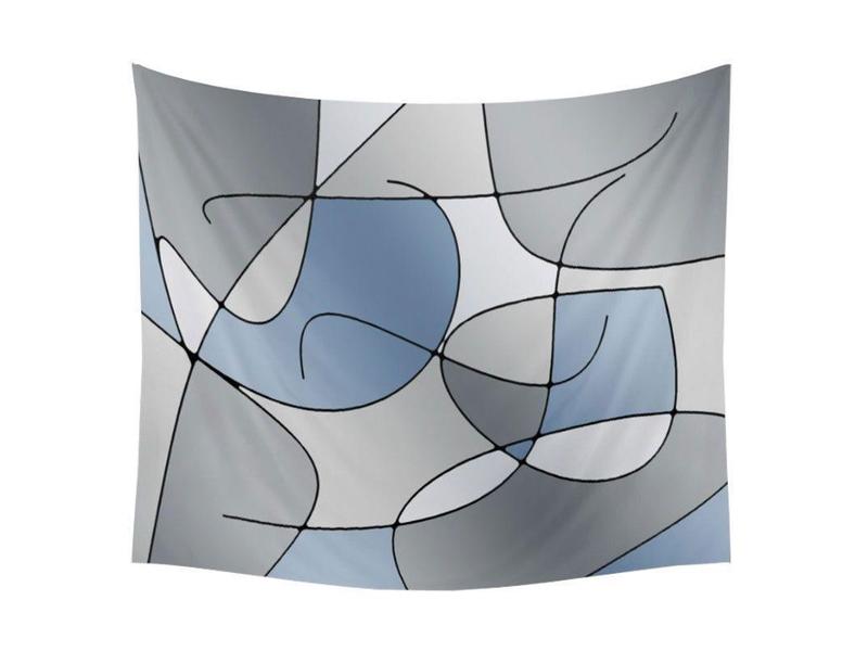 Wall Tapestries-ABSTRACT CURVES #1 Wall Tapestries-Grays-from COLORADDICTED.COM-