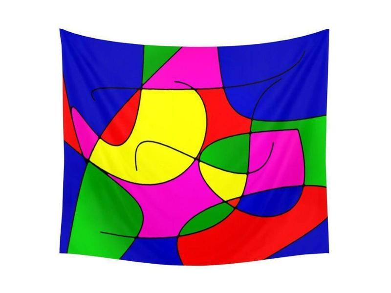 Wall Tapestries-ABSTRACT CURVES #1 Wall Tapestries-Multicolor Bright-from COLORADDICTED.COM-