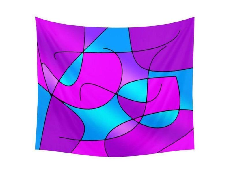 Wall Tapestries-ABSTRACT CURVES #1 Wall Tapestries-Purples &amp; Fuchsias &amp; Magentas &amp; Turquoises-from COLORADDICTED.COM-