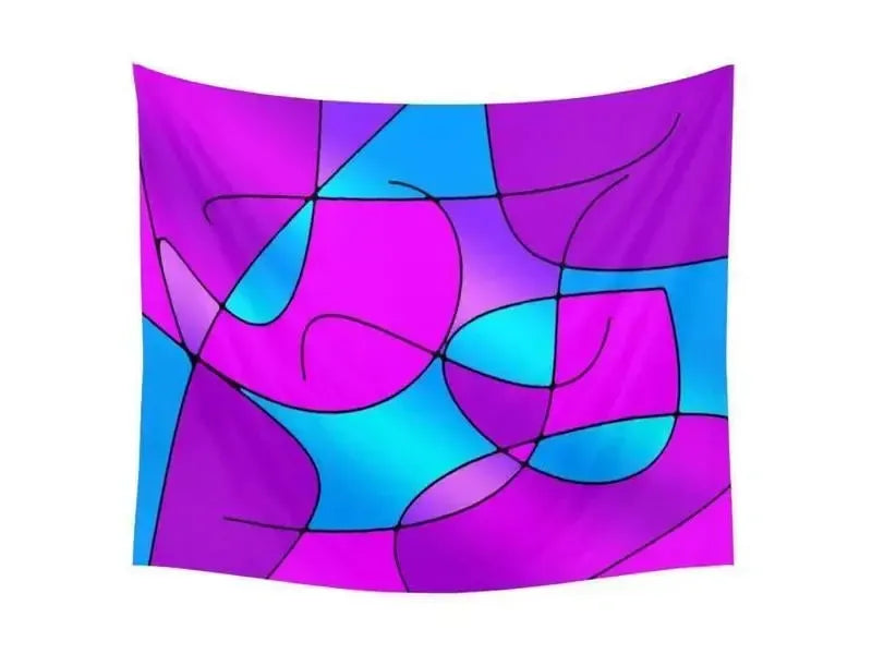 Wall Tapestries-ABSTRACT CURVES #1 Wall Tapestries-Purples & Fuchsias & Magentas & Turquoises-from COLORADDICTED.COM-