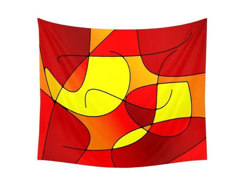 Wall Tapestries-ABSTRACT CURVES #1 Wall Tapestries-Reds &amp; Oranges &amp; Yellows-from COLORADDICTED.COM-