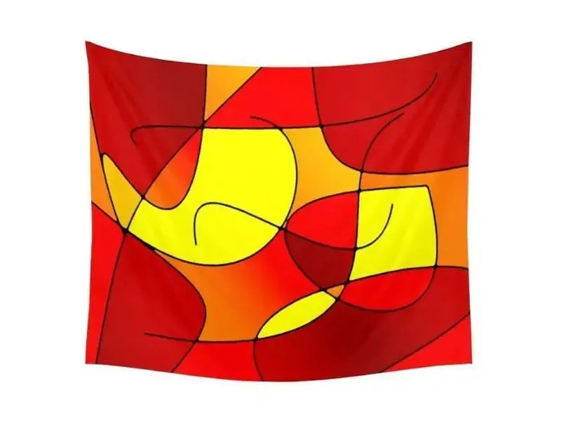 Wall Tapestries-ABSTRACT CURVES #1 Wall Tapestries-Reds & Oranges & Yellows-from COLORADDICTED.COM-