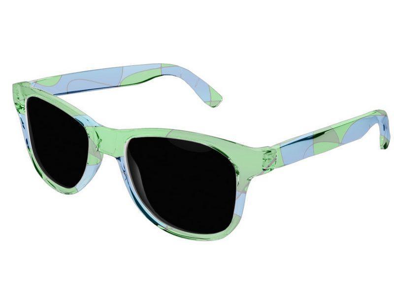 Wayfarer Sunglasses-ABSTRACT CURVES #1 Wayfarer Sunglasses (transparent background)-Greens &amp; Light Blues-from COLORADDICTED.COM-