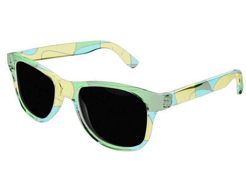 Wayfarer Sunglasses-ABSTRACT CURVES #1 Wayfarer Sunglasses (transparent background)-Greens, Yellows &amp; Light Blues-from COLORADDICTED.COM-