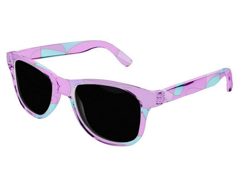 Wayfarer Sunglasses-ABSTRACT CURVES #1 Wayfarer Sunglasses (transparent background)-Purples, Fuchsias, Magentas & Turquoises-from COLORADDICTED.COM-