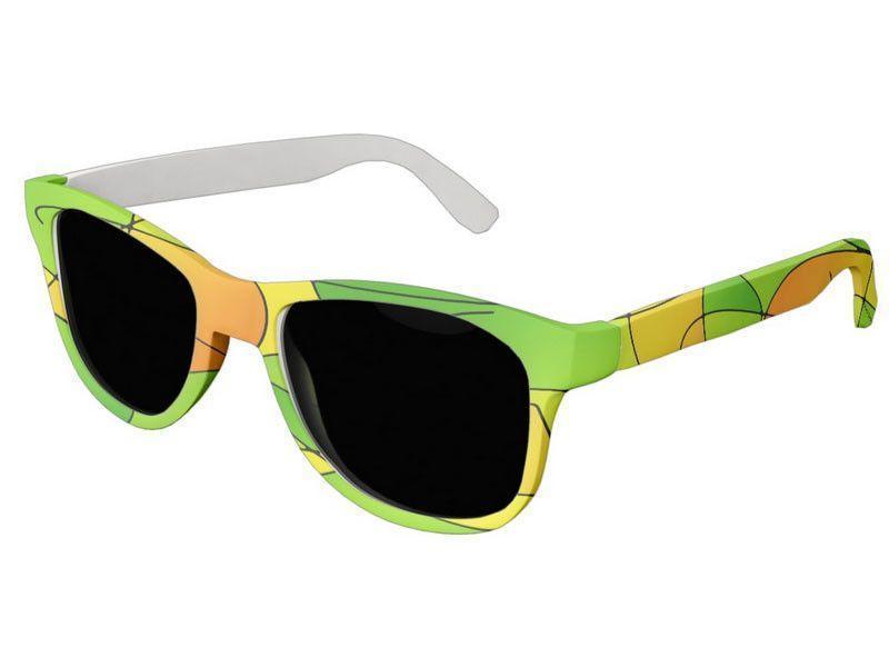 Wayfarer Sunglasses-ABSTRACT CURVES #1 Wayfarer Sunglasses (white background)-Greens, Oranges &amp; Yellows-from COLORADDICTED.COM-