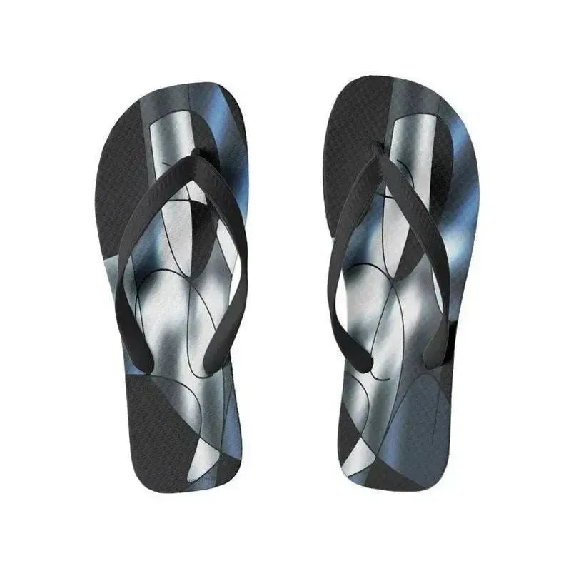 Flip Flops-ABSTRACT CURVES #1 Wide-Strap Flip Flops-Blues & Greens-from COLORADDICTED.COM-