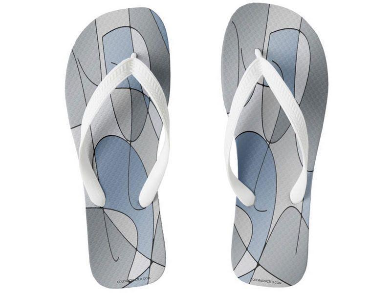 Flip Flops-ABSTRACT CURVES #1 Wide-Strap Flip Flops-Grays-from COLORADDICTED.COM-