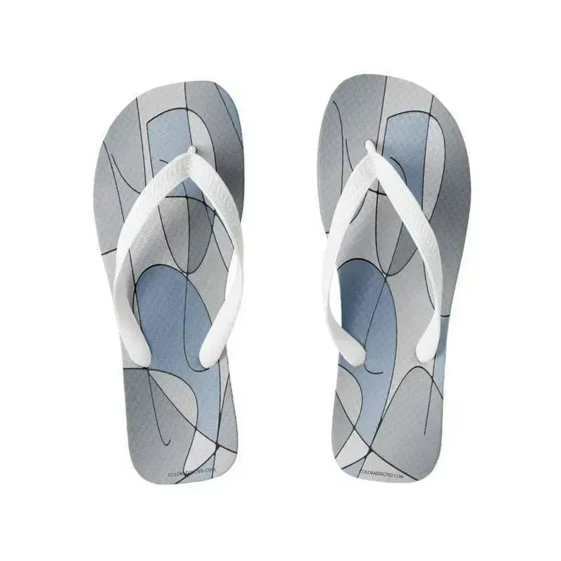 Flip Flops-ABSTRACT CURVES #1 Wide-Strap Flip Flops-Grays-from COLORADDICTED.COM-