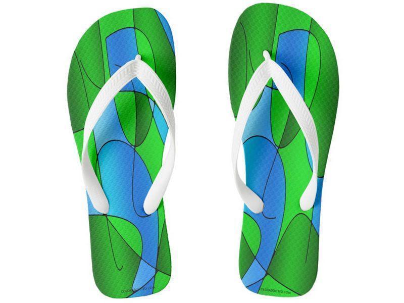 Flip Flops-ABSTRACT CURVES #1 Wide-Strap Flip Flops-Greens &amp; Light Blues-from COLORADDICTED.COM-
