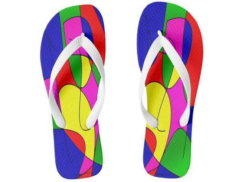 Flip Flops-ABSTRACT CURVES #1 Wide-Strap Flip Flops-Multicolor Bright-from COLORADDICTED.COM-