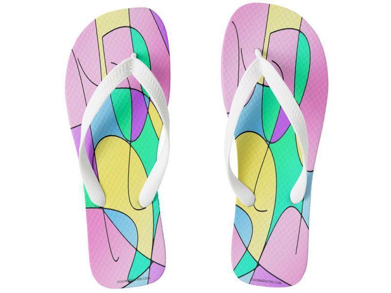 Flip Flops-ABSTRACT CURVES #1 Wide-Strap Flip Flops-Multicolor Light-from COLORADDICTED.COM-