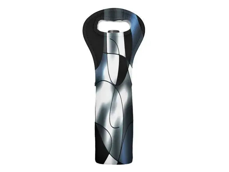 Wine Totes-ABSTRACT CURVES #1 Wine Totes-Black & Grays & White-from COLORADDICTED.COM-
