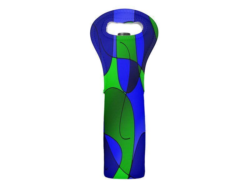 Wine Totes-ABSTRACT CURVES #1 Wine Totes-Blues &amp; Greens-from COLORADDICTED.COM-