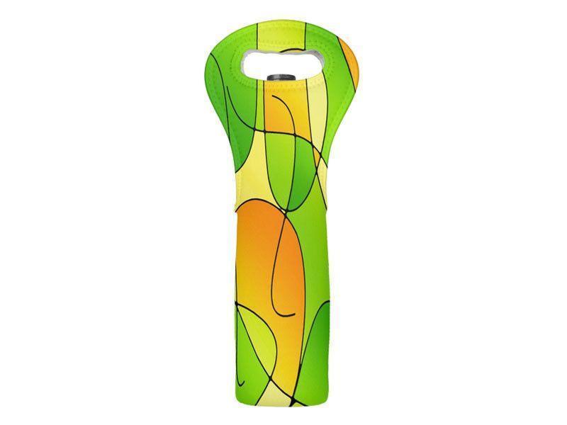 Wine Totes-ABSTRACT CURVES #1 Wine Totes-Greens &amp; Oranges &amp; Yellows-from COLORADDICTED.COM-