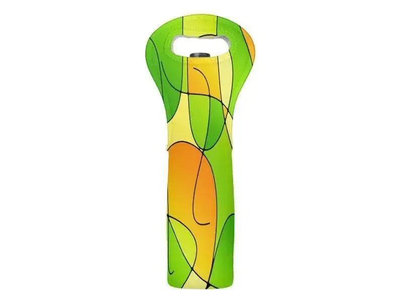 Wine Totes-ABSTRACT CURVES #1 Wine Totes-Greens & Oranges & Yellows-from COLORADDICTED.COM-
