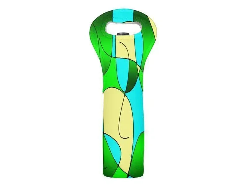 Wine Totes-ABSTRACT CURVES #1 Wine Totes-Greens & Yellows & Light Blues-from COLORADDICTED.COM-