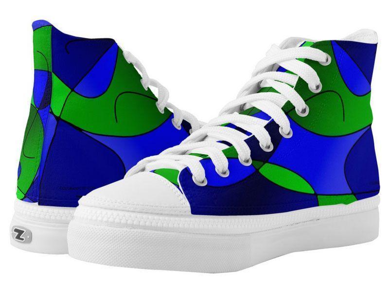 ZipZ High-Top Sneakers-ABSTRACT CURVES #1 ZipZ High-Top Sneakers-Blues &amp; Greens-from COLORADDICTED.COM-