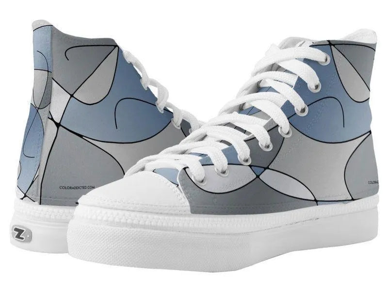ZipZ High-Top Sneakers-ABSTRACT CURVES #1 ZipZ High-Top Sneakers-Grays-from COLORADDICTED.COM-
