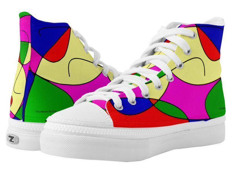 ZipZ High-Top Sneakers-ABSTRACT CURVES #1 ZipZ High-Top Sneakers-Multicolor Bright-from COLORADDICTED.COM-