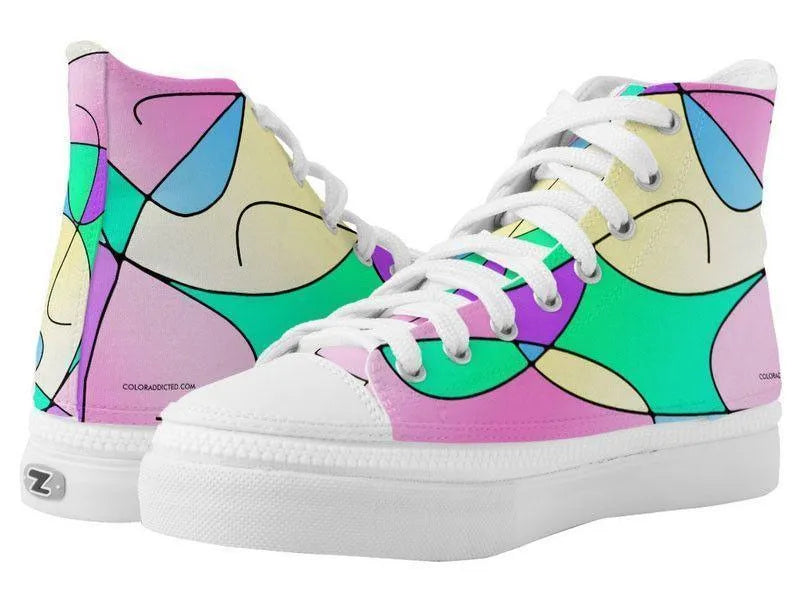 ZipZ High-Top Sneakers-ABSTRACT CURVES #1 ZipZ High-Top Sneakers-Multicolor Light-from COLORADDICTED.COM-