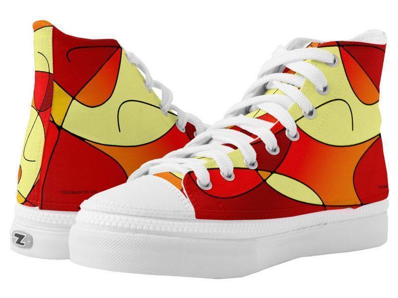ZipZ High-Top Sneakers-ABSTRACT CURVES #1 ZipZ High-Top Sneakers-Reds &amp; Oranges &amp; Yellows-from COLORADDICTED.COM-