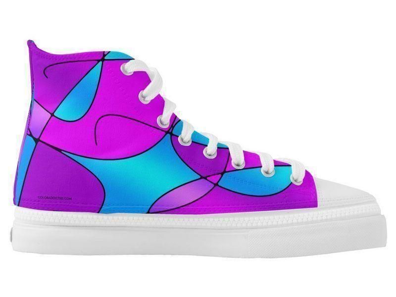 ZipZ High-Top Sneakers-ABSTRACT CURVES #1 ZipZ High-Top Sneakers-Purples & Fuchsias & Magentas & Turquoises-from COLORADDICTED.COM-