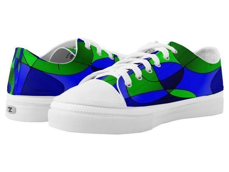 ZipZ Low-Top Sneakers-ABSTRACT CURVES #1 ZipZ Low-Top Sneakers-Blues &amp; Greens-from COLORADDICTED.COM-