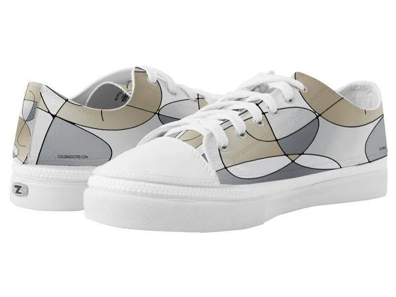 ZipZ Low-Top Sneakers-ABSTRACT CURVES #1 ZipZ Low-Top Sneakers-Grays &amp; Beiges-from COLORADDICTED.COM-