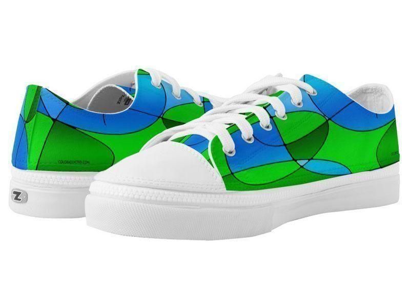 ZipZ Low-Top Sneakers-ABSTRACT CURVES #1 ZipZ Low-Top Sneakers-Greens &amp; Light Blues-from COLORADDICTED.COM-