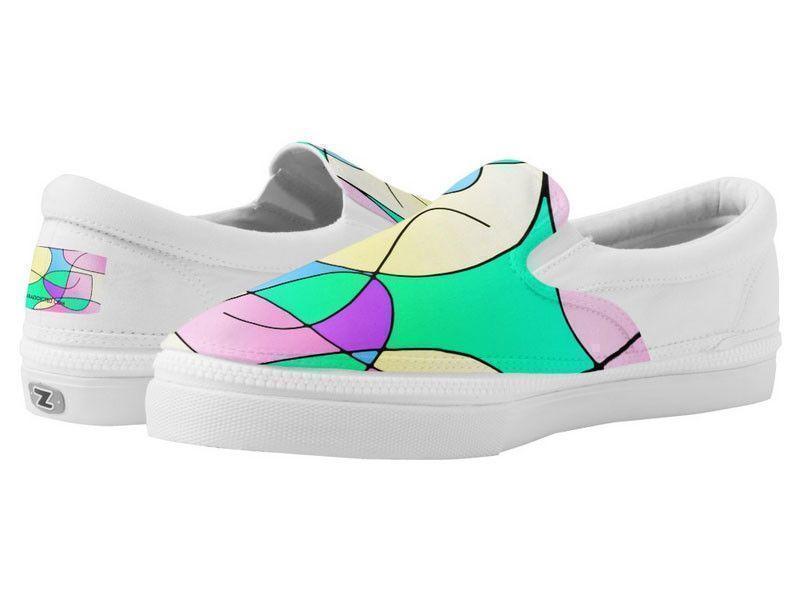 ZipZ Slip-On Sneakers-ABSTRACT CURVES #1 ZipZ Slip-On Sneakers-Multicolor Light-from COLORADDICTED.COM-