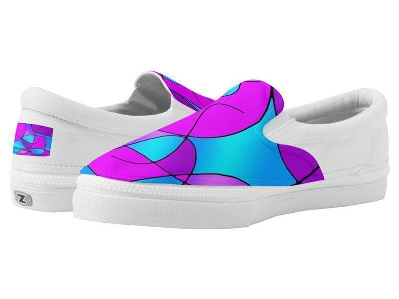 ZipZ Slip-On Sneakers-ABSTRACT CURVES #1 ZipZ Slip-On Sneakers-Purples &amp; Fuchsias &amp; Magentas &amp; Turquoises-from COLORADDICTED.COM-