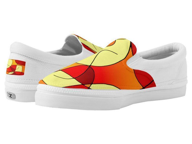 ZipZ Slip-On Sneakers-ABSTRACT CURVES #1 ZipZ Slip-On Sneakers-Reds &amp; Oranges &amp; Yellows-from COLORADDICTED.COM-