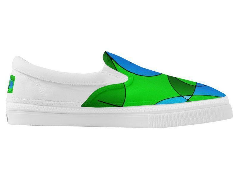 ZipZ Slip-On Sneakers-ABSTRACT CURVES #1 ZipZ Slip-On Sneakers-Greens & Light Blues-from COLORADDICTED.COM-