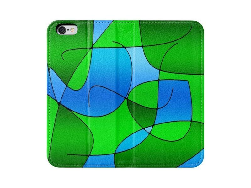 iPhone Wallets-ABSTRACT CURVES #1 iPhone Wallets-Greens &amp; Light Blues-from COLORADDICTED.COM-