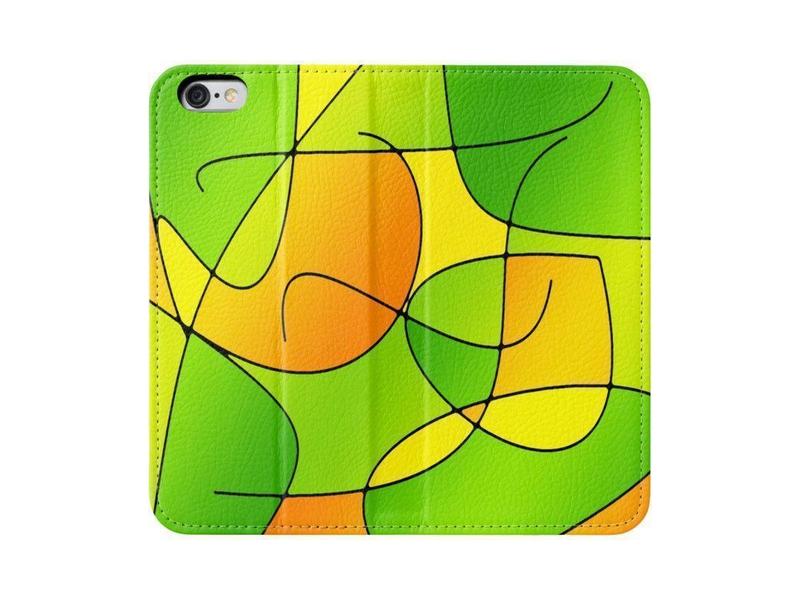 iPhone Wallets-ABSTRACT CURVES #1 iPhone Wallets-Greens &amp; Oranges &amp; Yellows-from COLORADDICTED.COM-