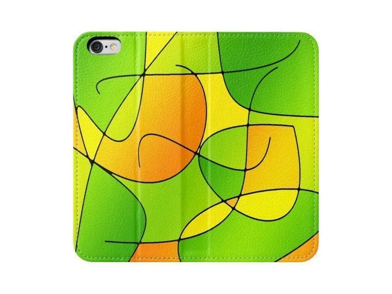 iPhone Wallets-ABSTRACT CURVES #1 iPhone Wallets-Greens & Oranges & Yellows-from COLORADDICTED.COM-
