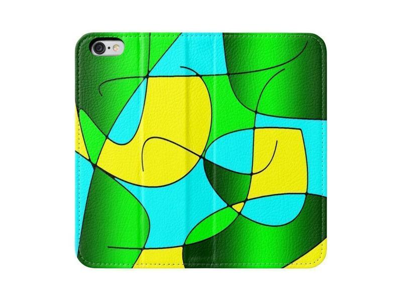iPhone Wallets-ABSTRACT CURVES #1 iPhone Wallets-Greens &amp; Yellows &amp; Light Blues-from COLORADDICTED.COM-