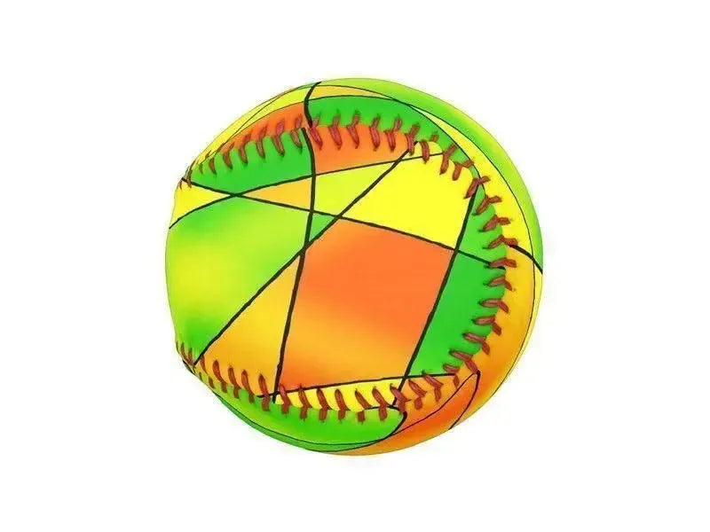 Baseballs-ABSTRACT CURVES #2 Baseballs-Greens & Oranges & Yellows-from COLORADDICTED.COM-