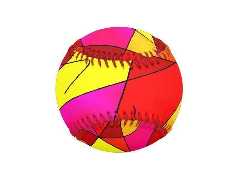 Baseballs-ABSTRACT CURVES #2 Baseballs-Reds & Oranges & Yellows & Fuchsias-from COLORADDICTED.COM-