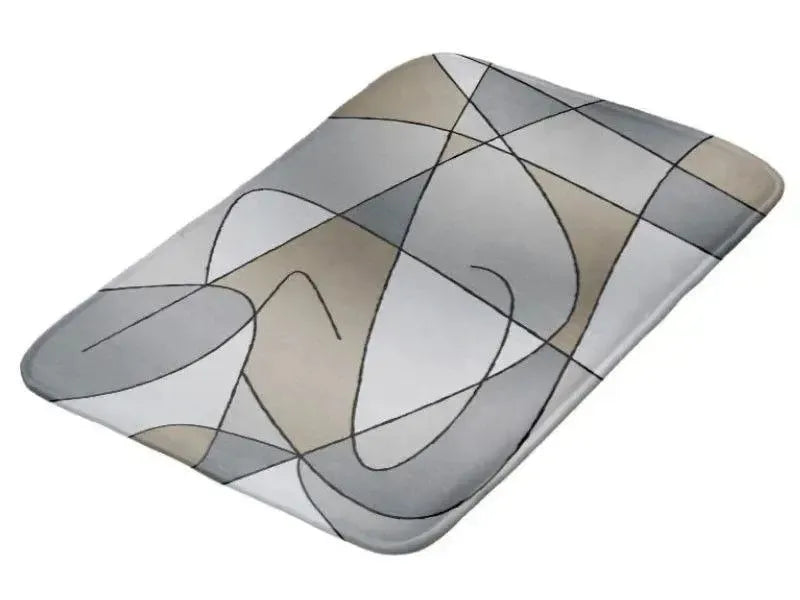 Bath Mats-ABSTRACT CURVES #2 Bath Mats-Grays & Beiges-from COLORADDICTED.COM-