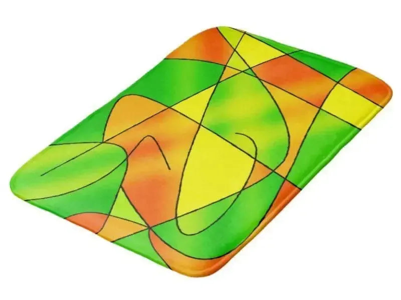 Bath Mats-ABSTRACT CURVES #2 Bath Mats-Greens, Oranges & Yellows-from COLORADDICTED.COM-